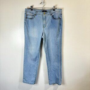 Isaac Mizrahi Live Straight Leg Ankle Jeans Plus 16P Petite Light Wash Denim Mid